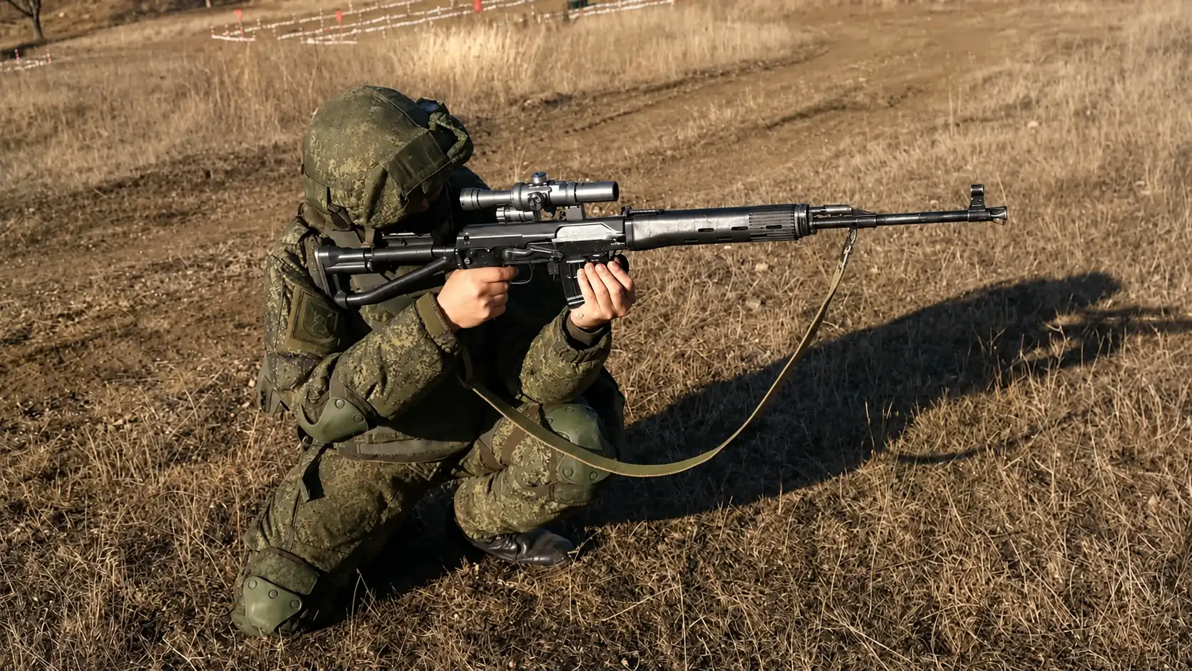 Стрелок с СВД на огневой подготовке