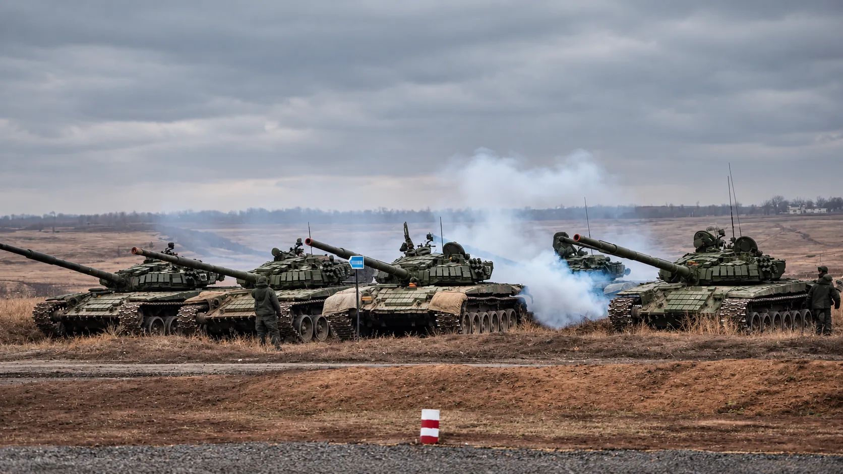 Танковый взвод Т-72 на полигоне